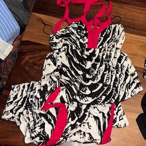 Express Black and White Dress with Red Accents